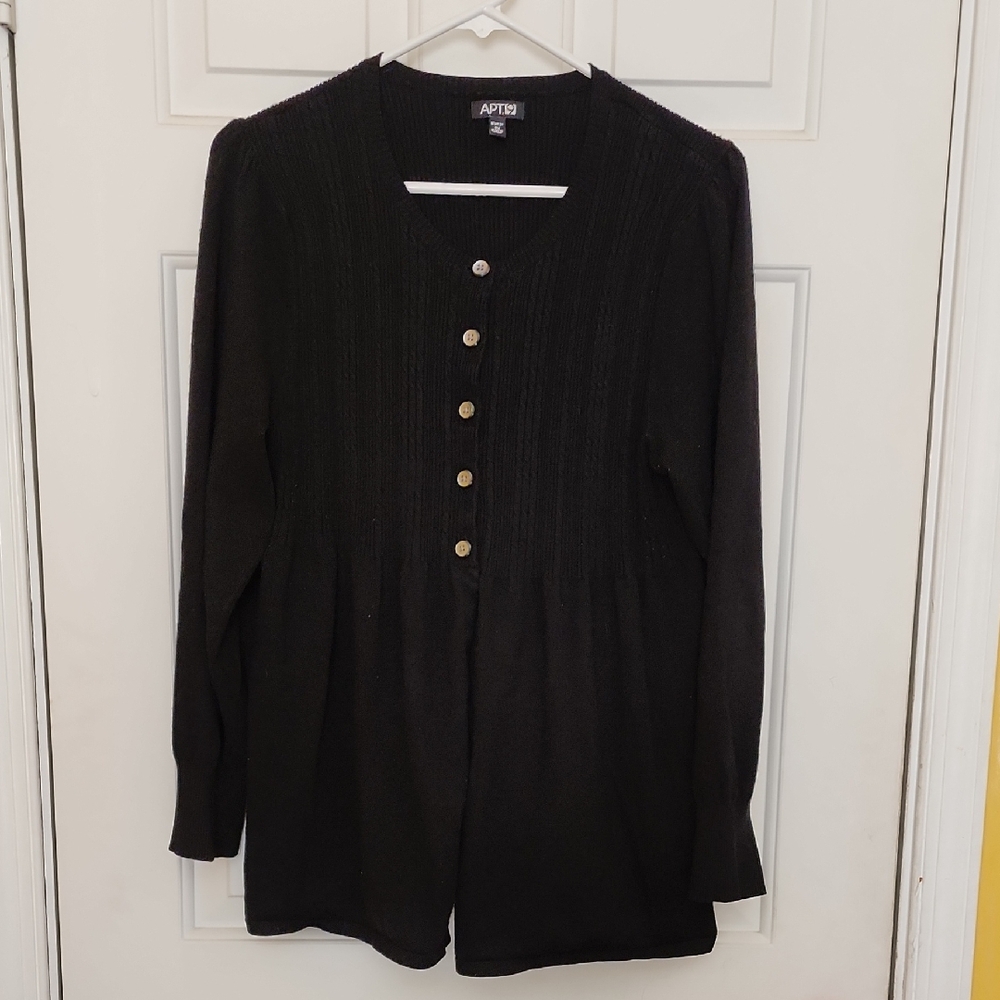 Apt. 9 Black Button-Up Cardigan